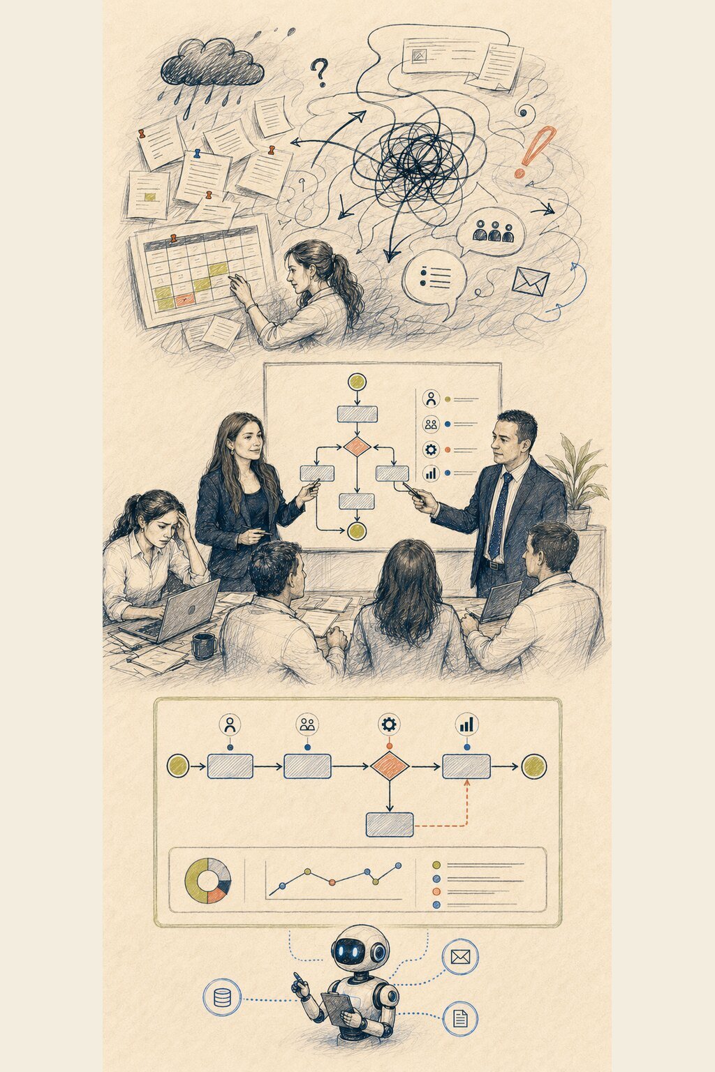 Proceso desordenado que se documenta antes de conectar inteligencia artificial