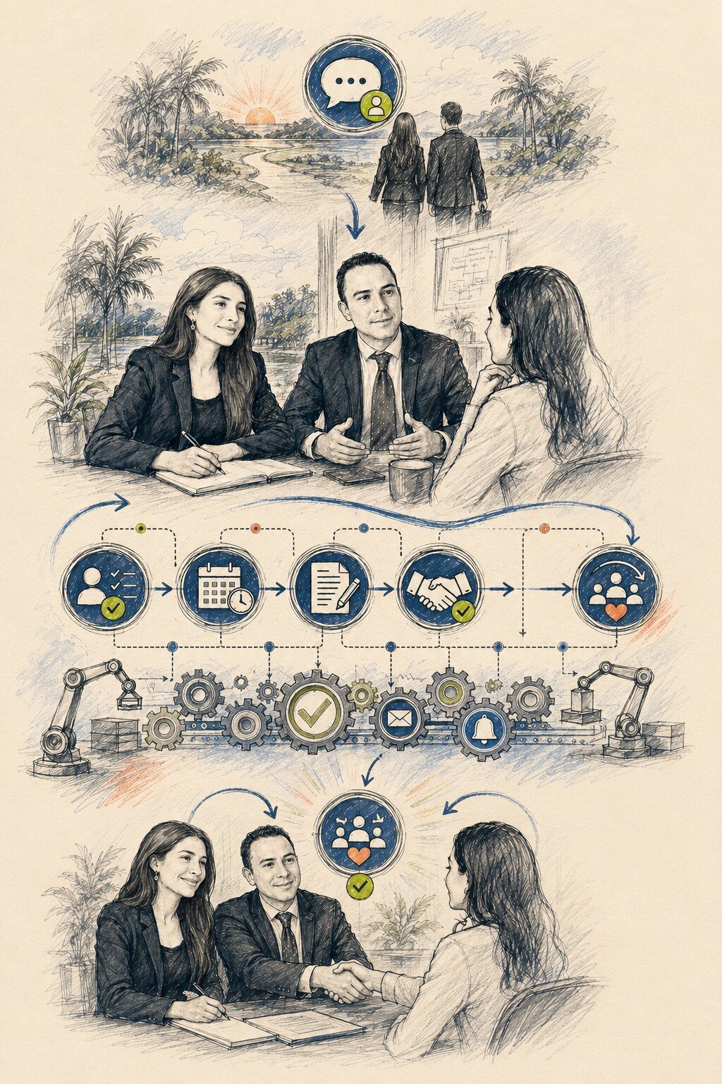 Recorrido comercial con automatización y conversación humana